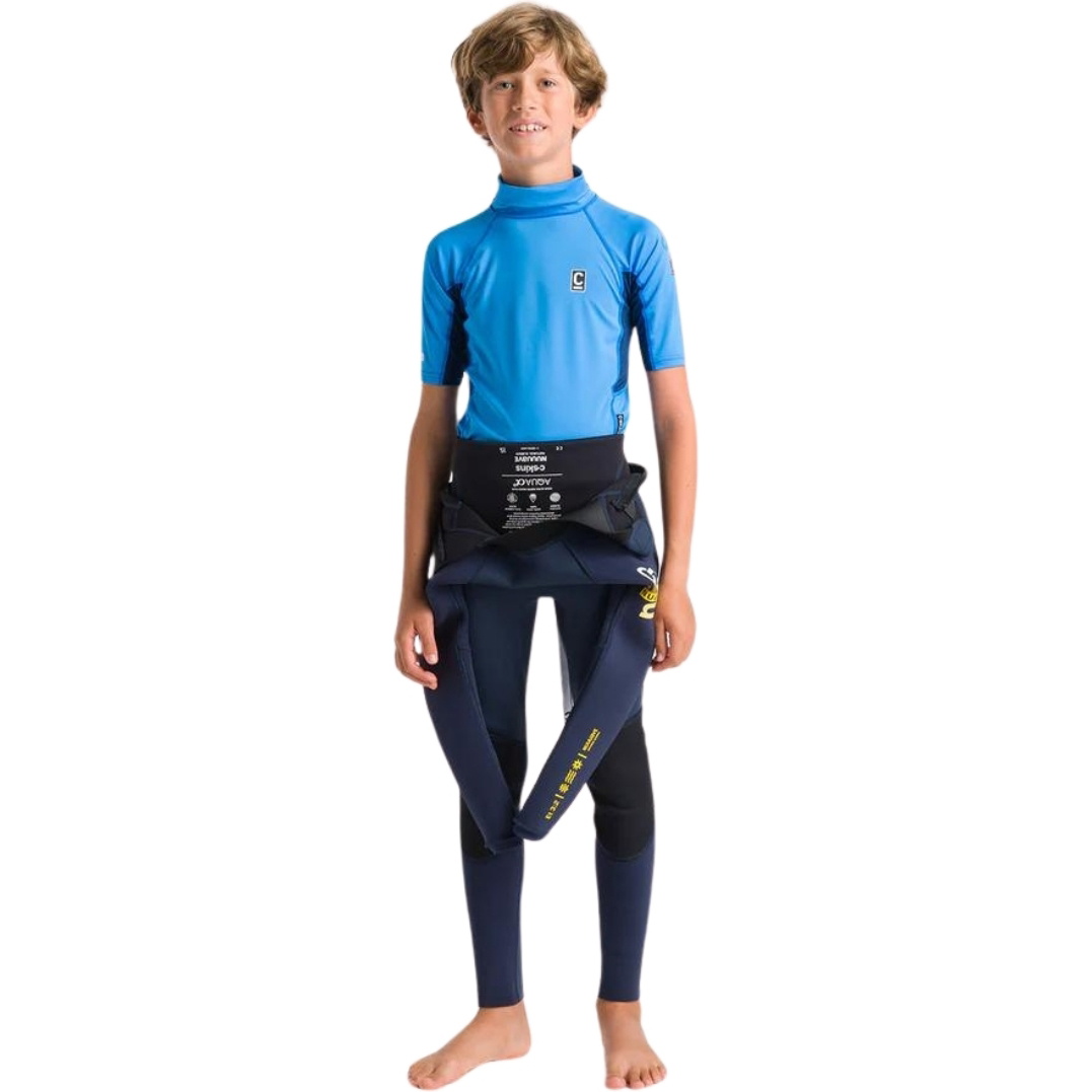 2026 C-Skins Junior NuWave X Short Sleeve Rash Vest C-NLYSSJ - Cyan / Slate / Multi